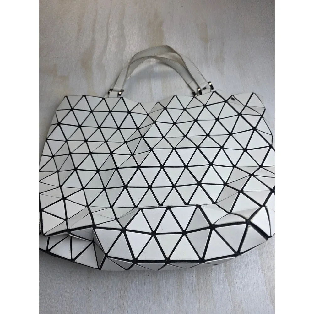 MW Geometric Triangle Tote Bag White Black Modern Minimalist Y2K Futuristic